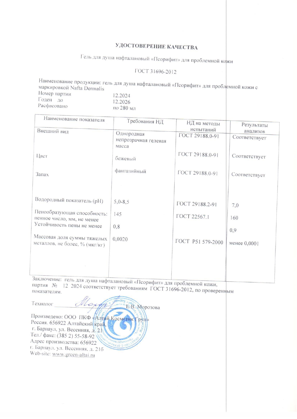 Паспорт №122024